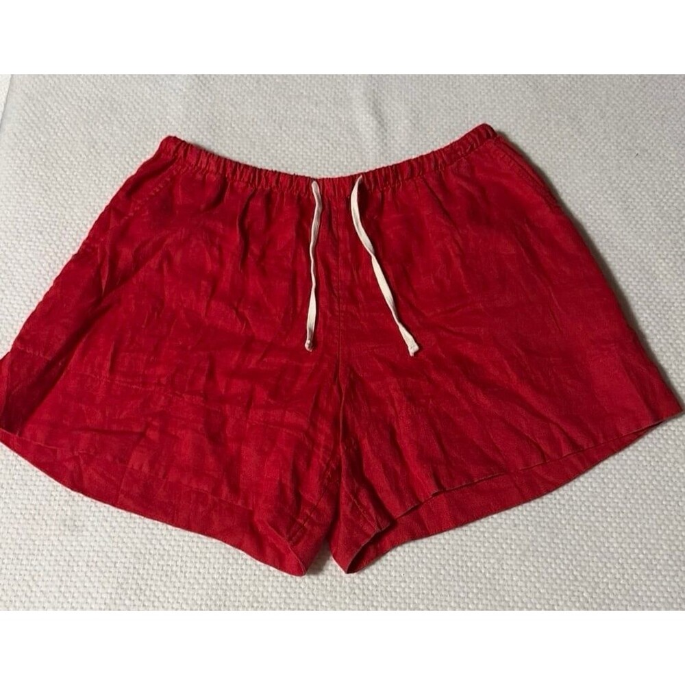 GAP S Petite 100% Linen Red Pull On Shorts